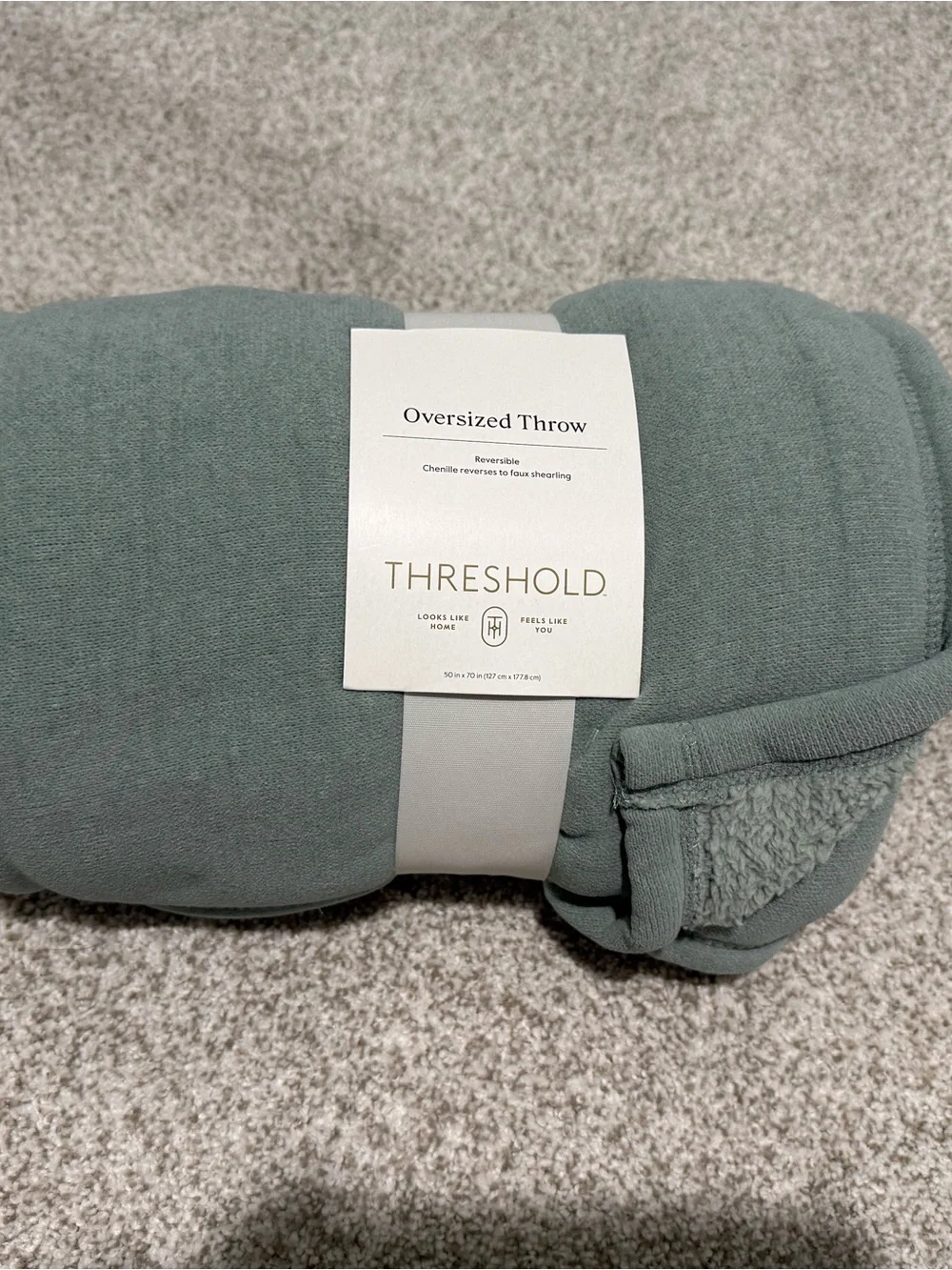 Threshold Reversible Oversized Throw in Sage Green